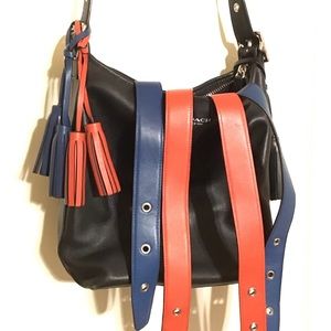 Coach black tassel bucket bag w/ extra sets!